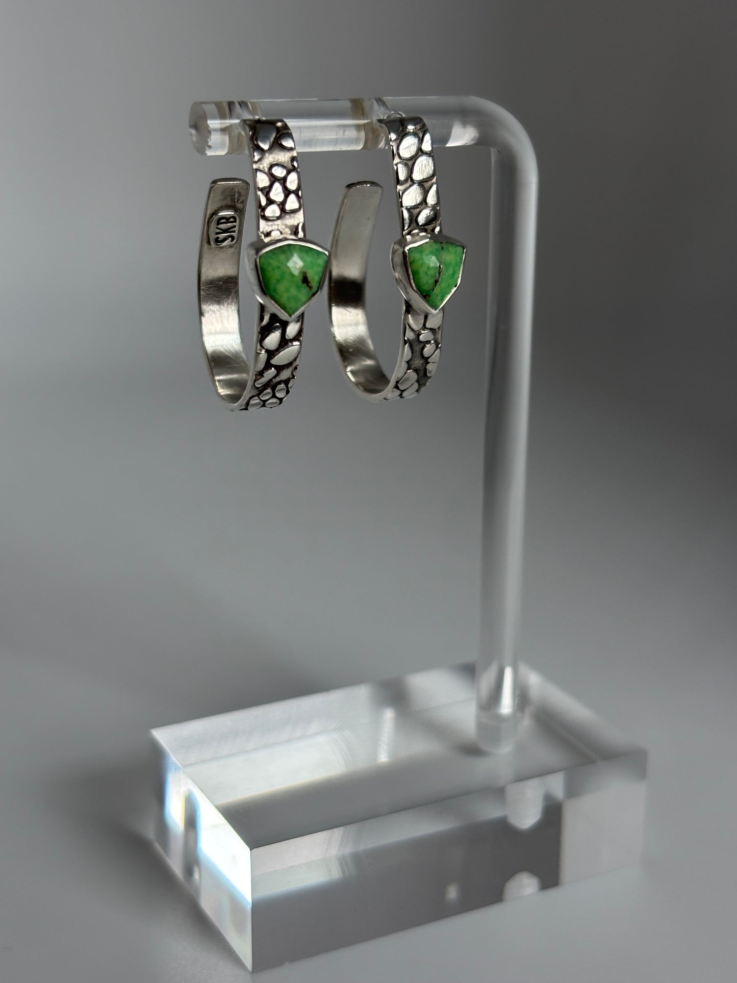Mohave Green Turquoise Serpent Hoops