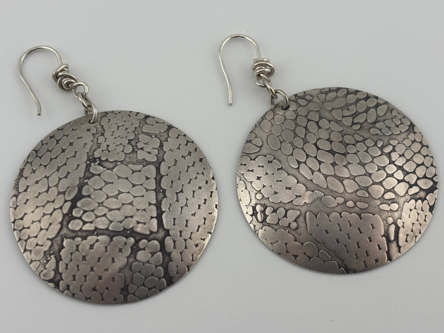 Sterling Serpent Disc Earring