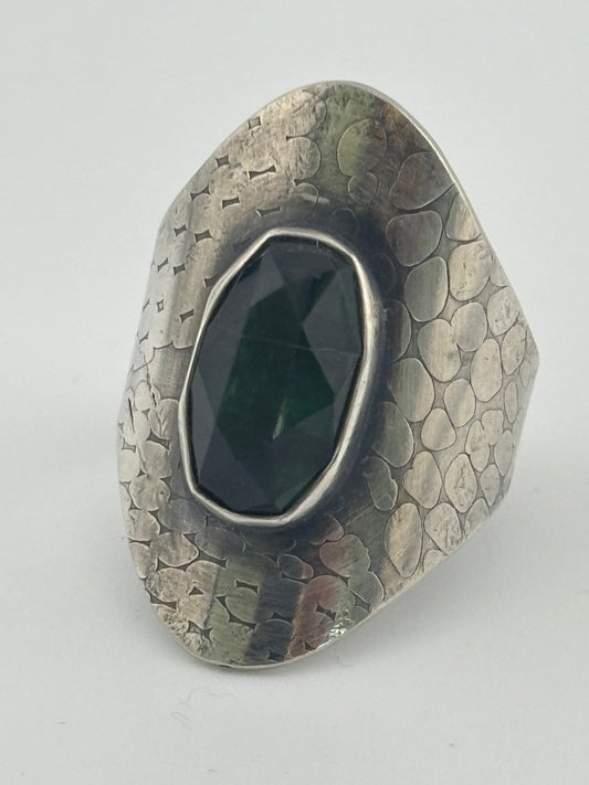 Tourmaline Serpent Shield Ring