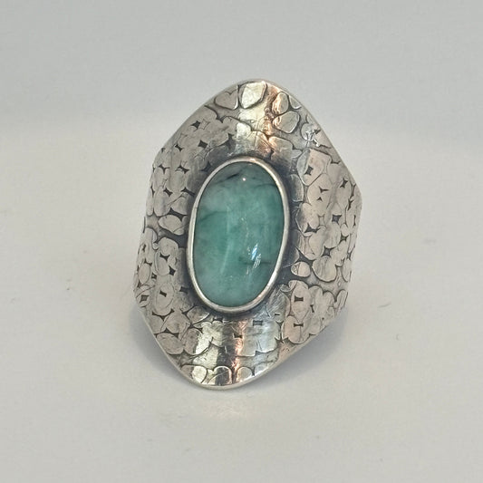 Amazonite Serpent Shield Ring