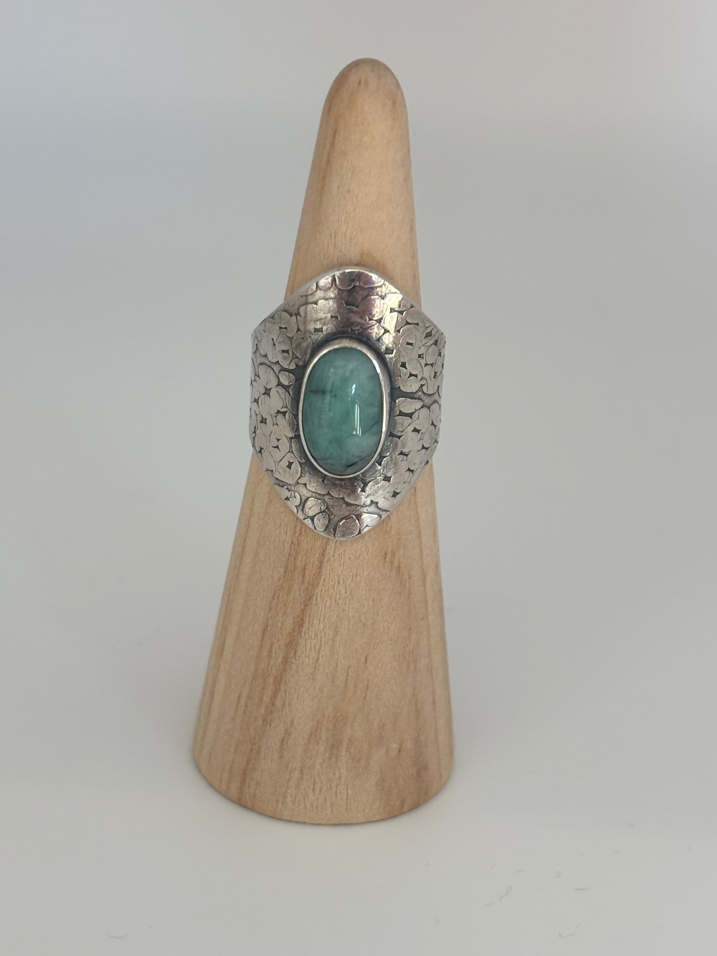 Amazonite Serpent Shield Ring