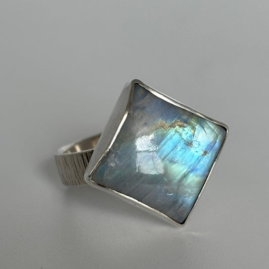 Textured Band Moonstone Ring