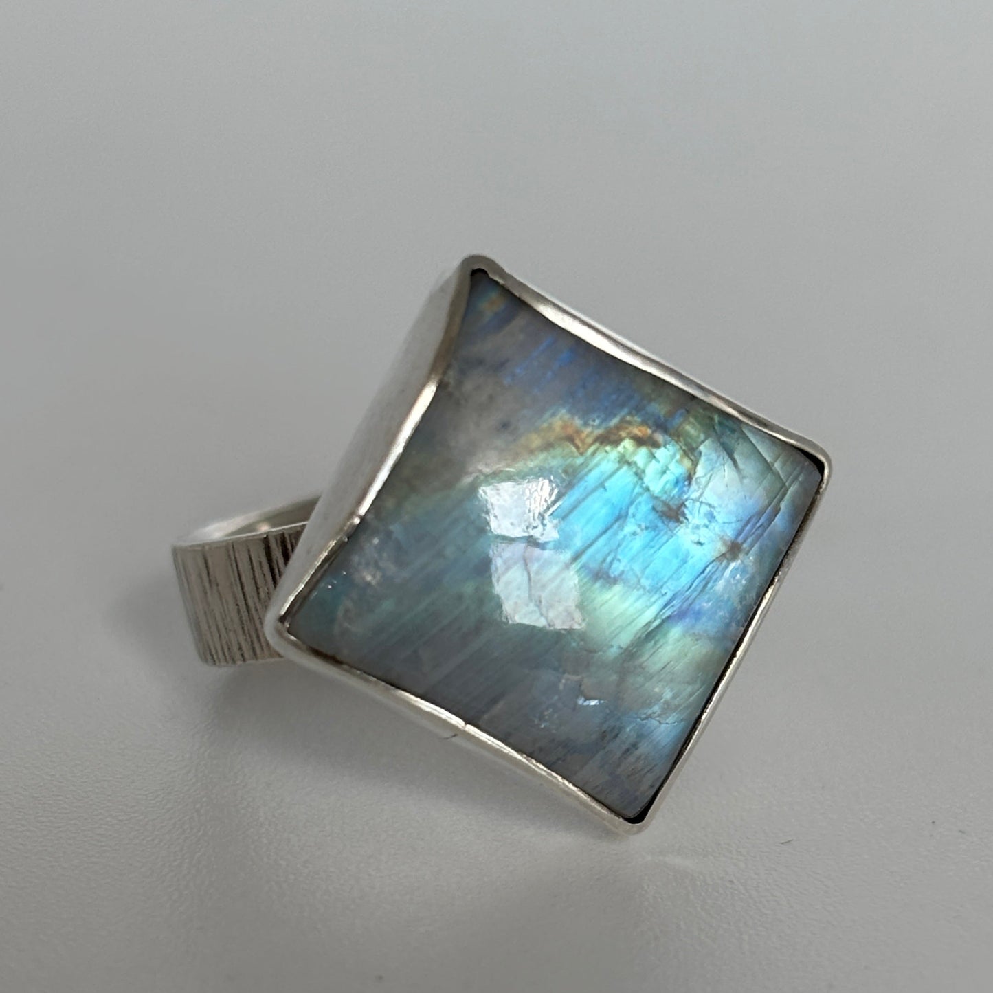 Textured Band Moonstone Ring