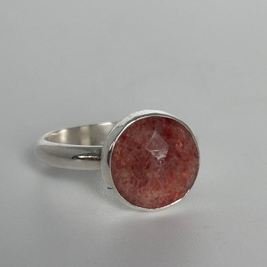 Strawberry Quartz Round Ring