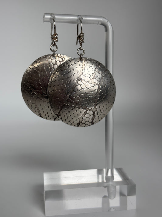 Sterling Serpent Disc Earring