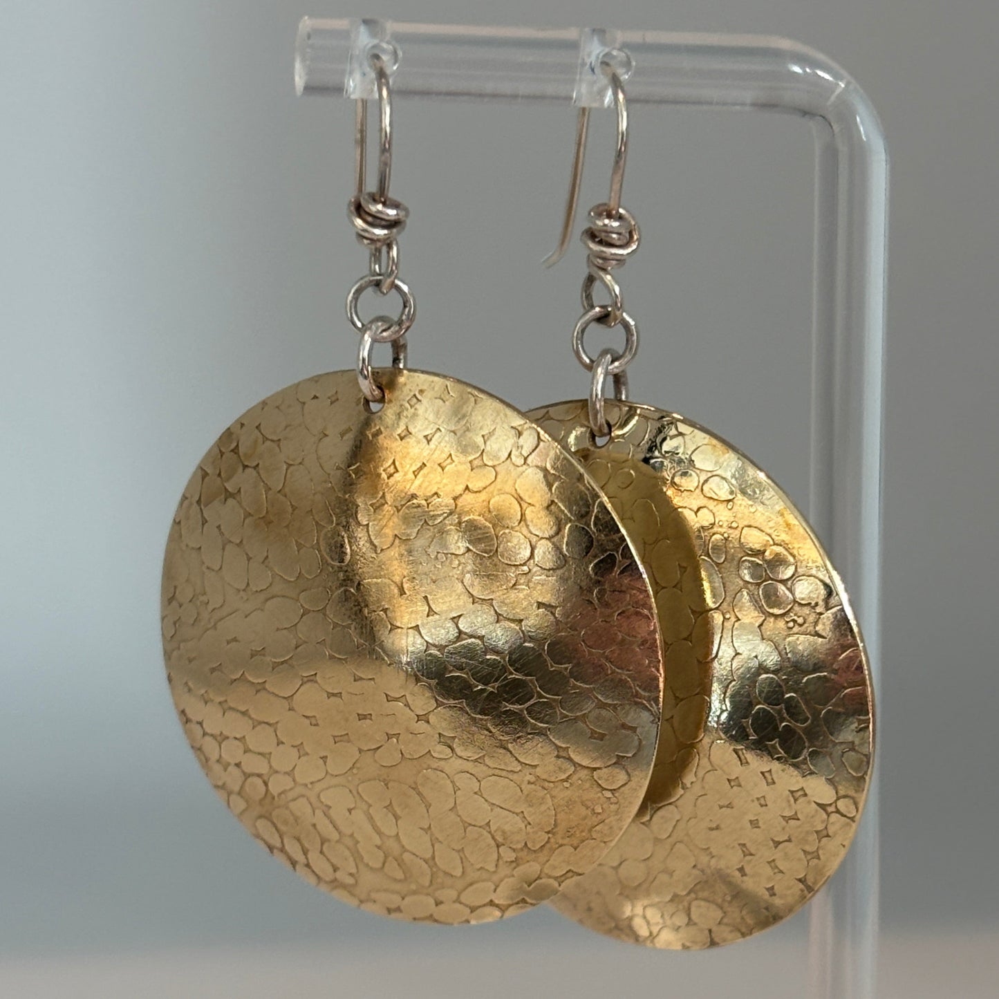 Brass Serpent Disc Earrings