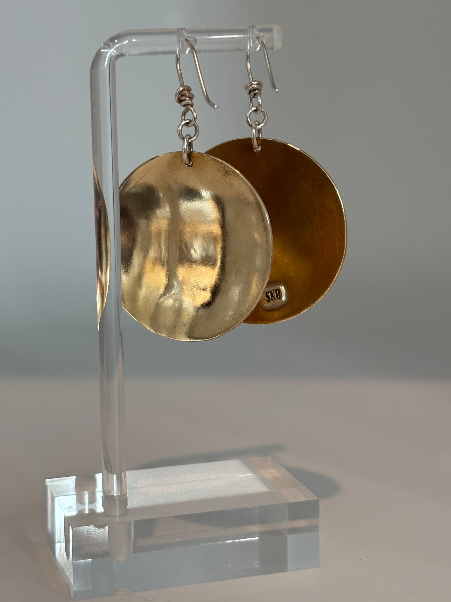 Brass Serpent Disc Earrings