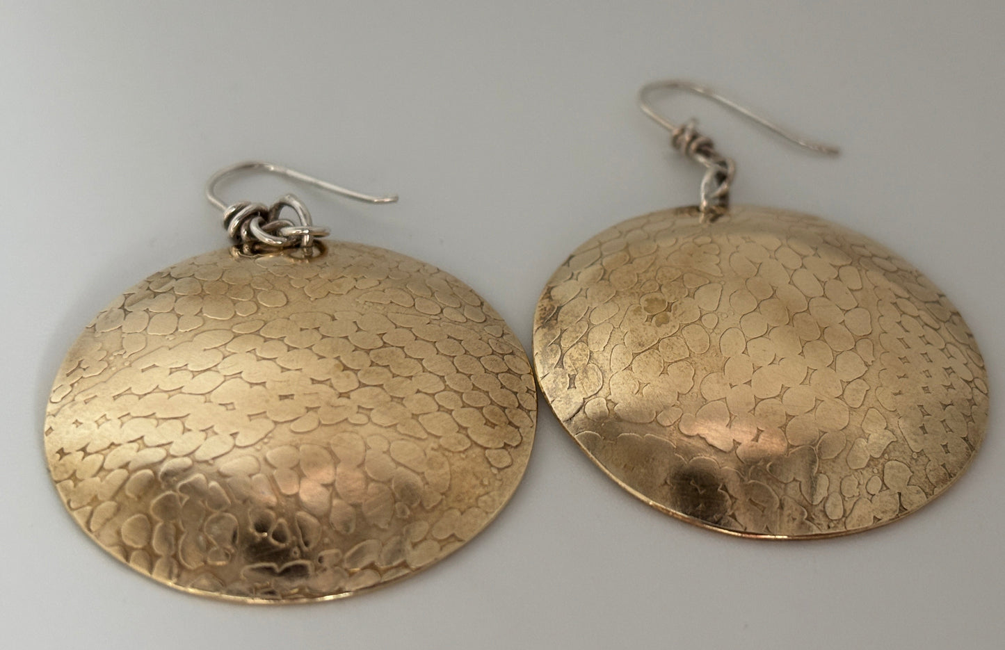 Brass Serpent Disc Earrings