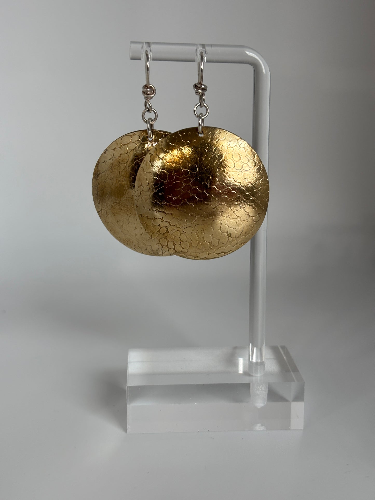 Brass Serpent Disc Earrings