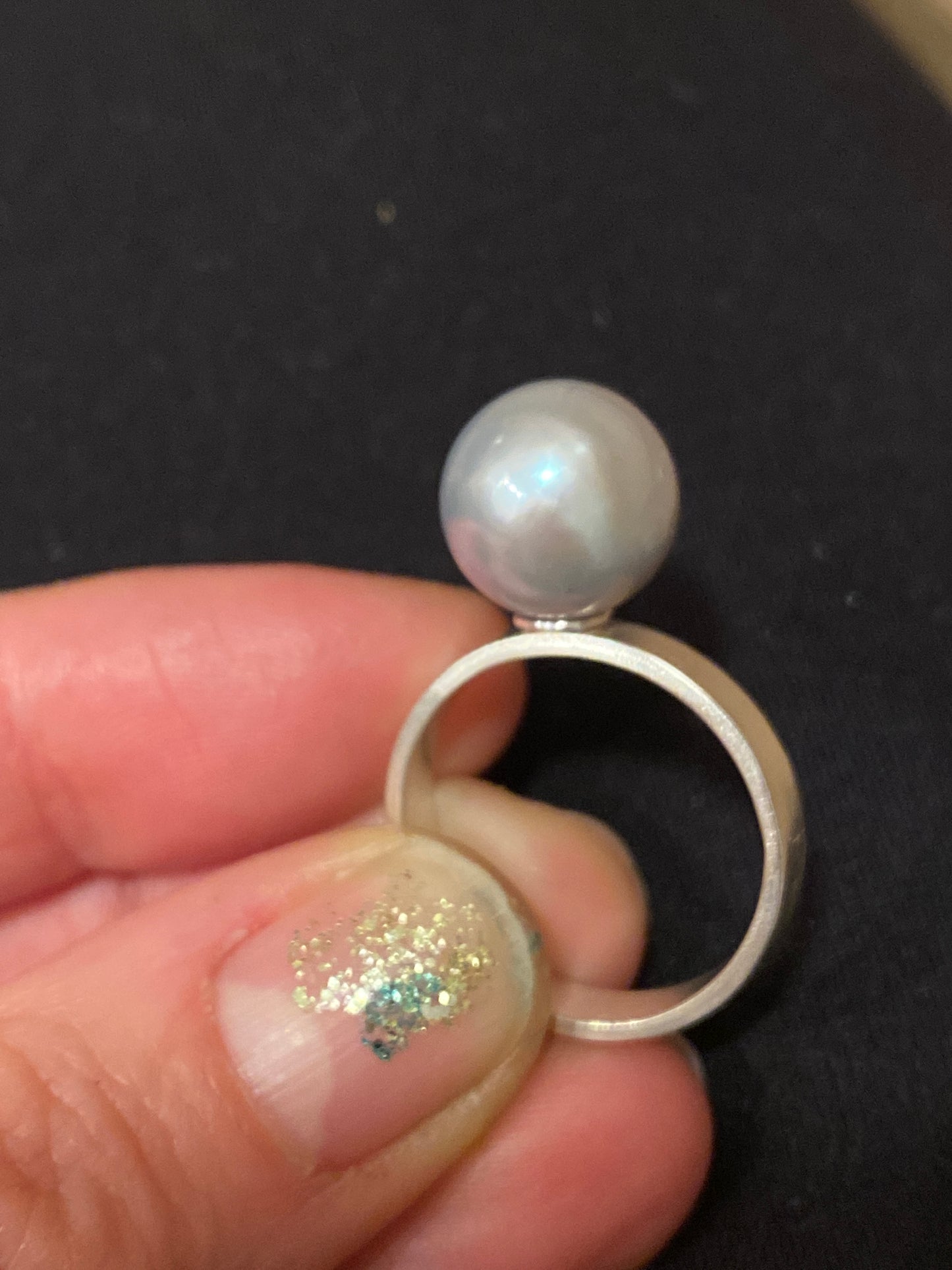 Gray Edison Pearl Cocktail Ring