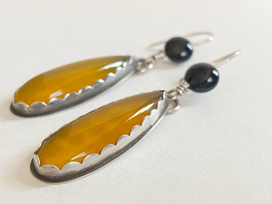 Mango Chalcedony Drop Earrings