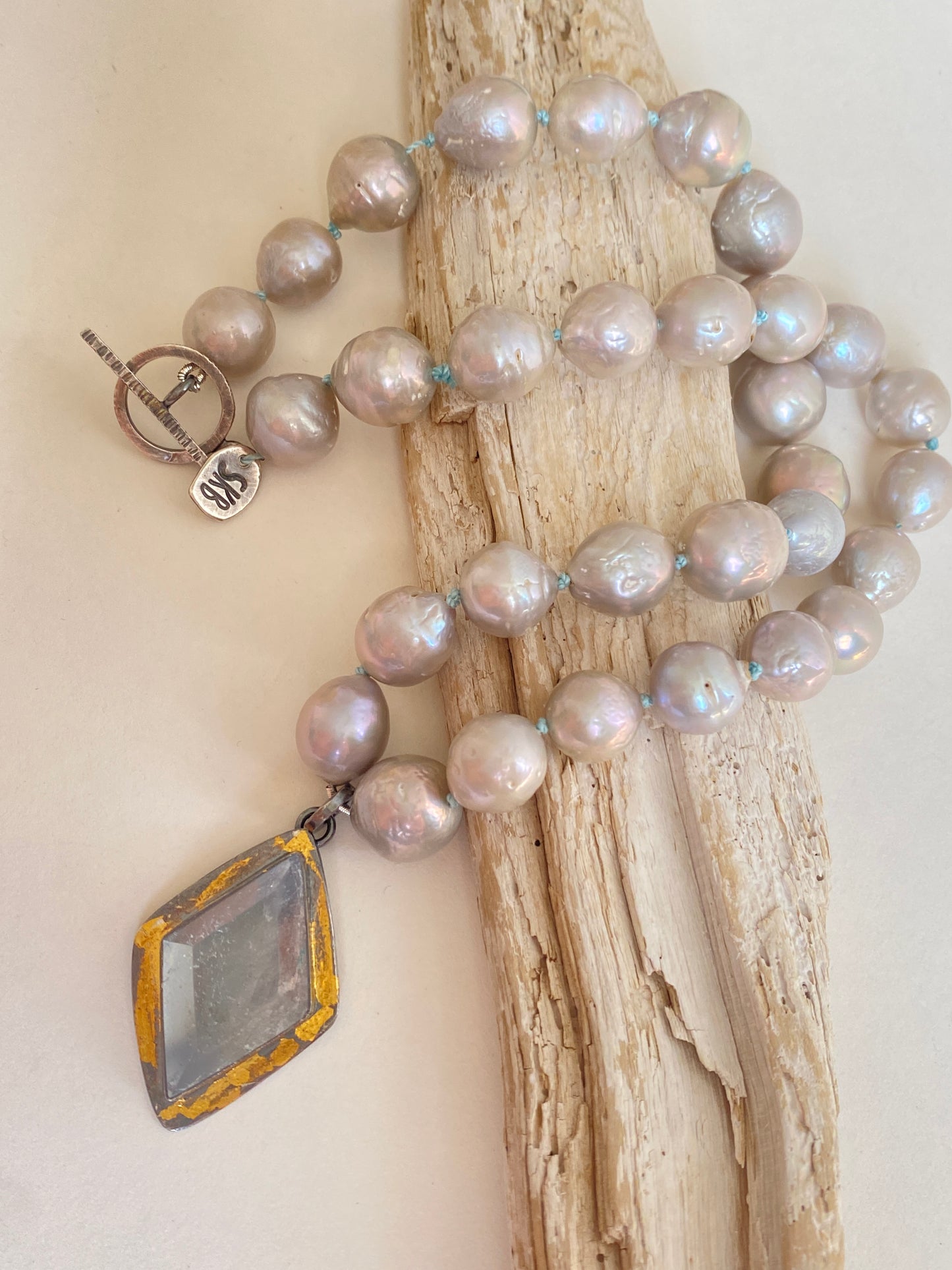 Gray Baroque Freshwater Pearl and Quartz Necklace