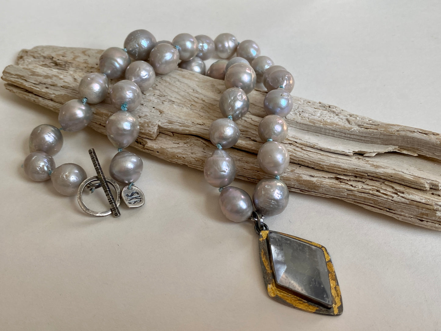 Gray Baroque Freshwater Pearl and Quartz Necklace