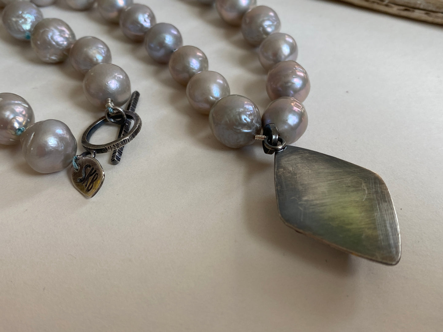 Gray Baroque Freshwater Pearl and Quartz Necklace