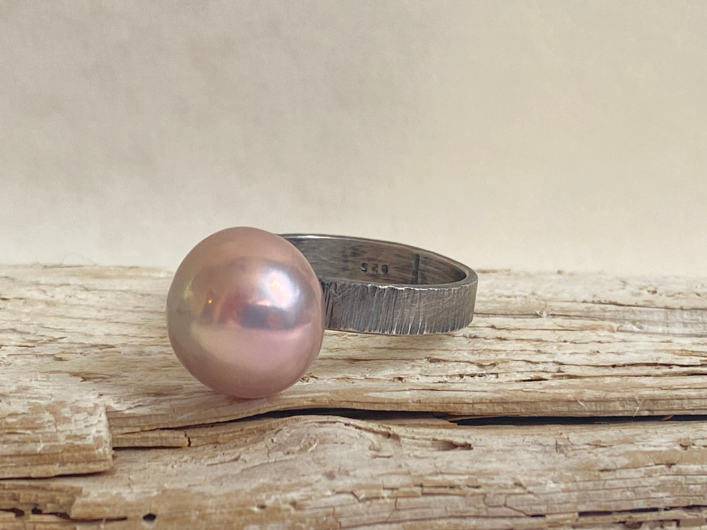 Pink Edison Pearl Cocktail Ring - Textured